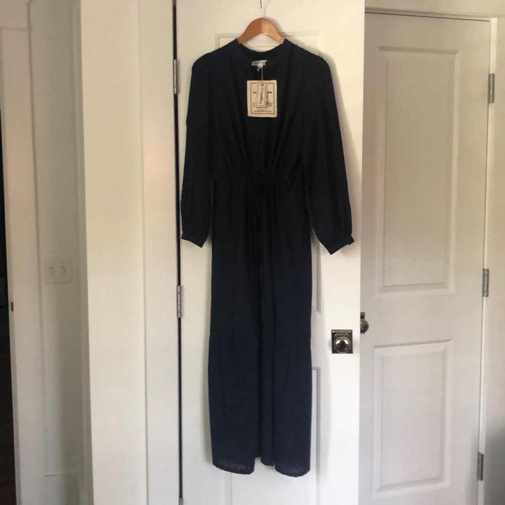Frances 3 Dress- navy Swiss dot organic